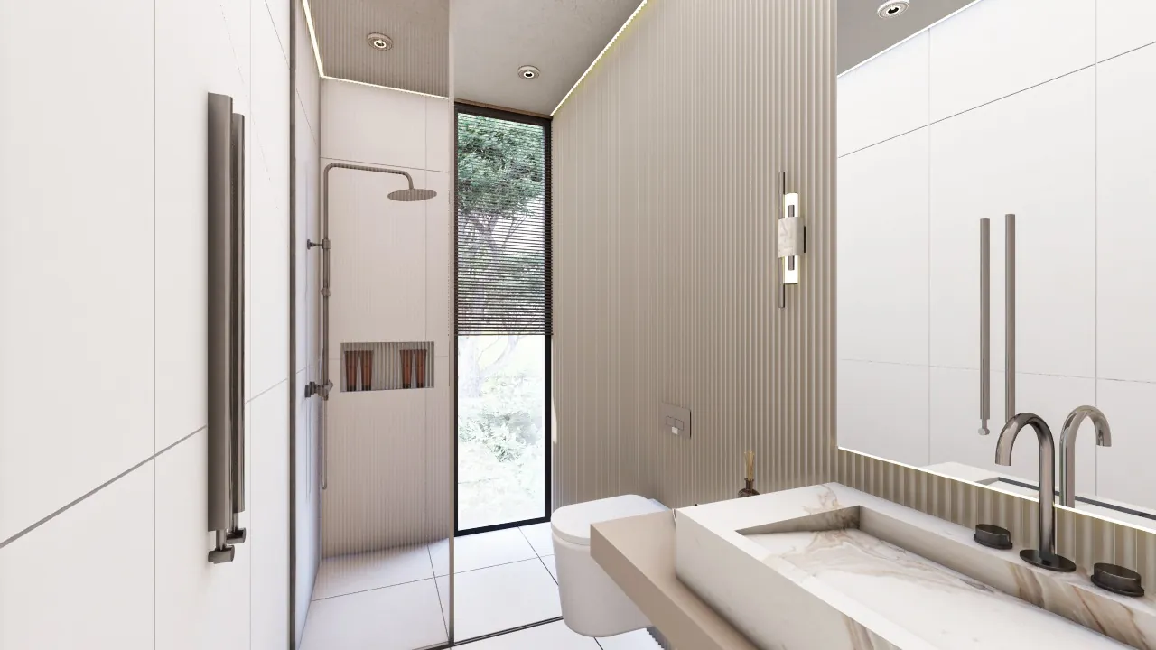 Duşlu banyo — iç mimari görselleştirme